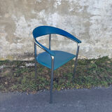 Série de 6 fauteuils design italien en cuir et métal chromé vintage