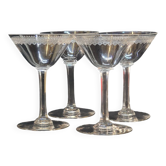 4 anciens verres a martini cocktail coupes champagne en cristal gravé