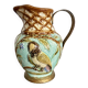 Pichet barbotine 19th century with bird decoration.