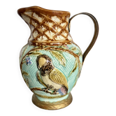 Pichet barbotine XIXe décor oiseaux