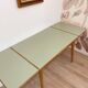 Vintage extendable dining table, wood and sage green