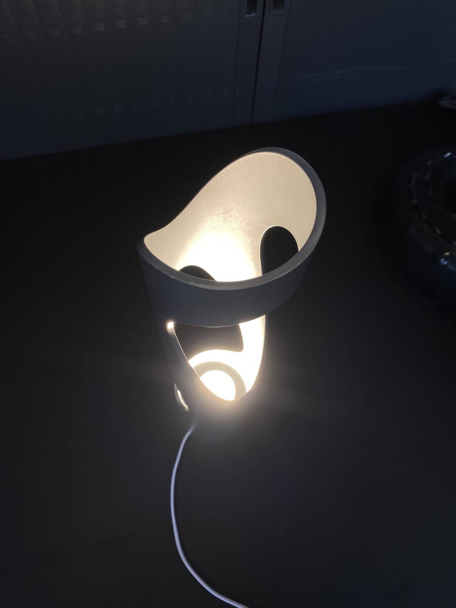 Sculptural flame lamp brushed aluminium Space Age Vintage 1970