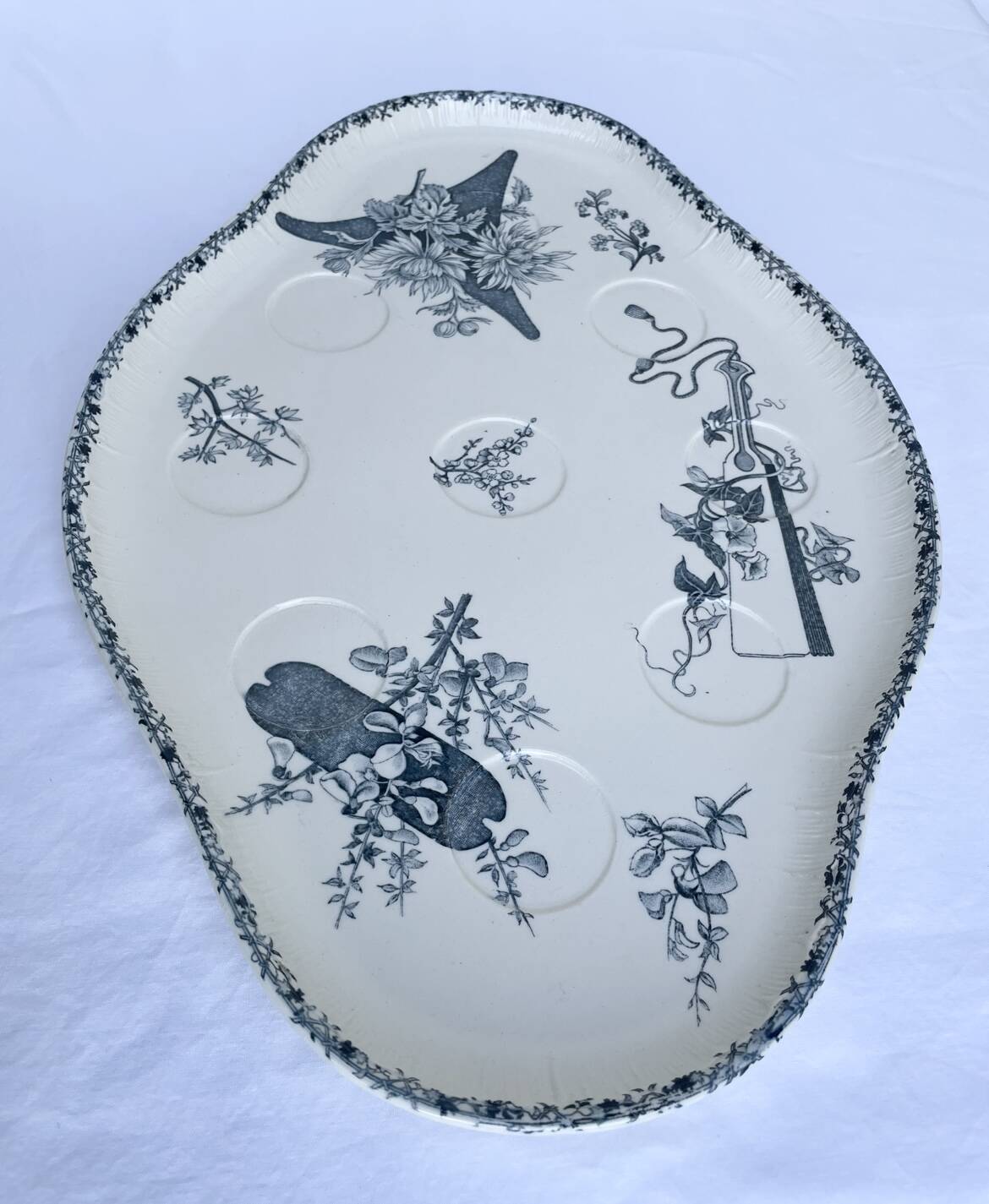 Old earthenware egg dish – Émile Bourgeois, late 19th century