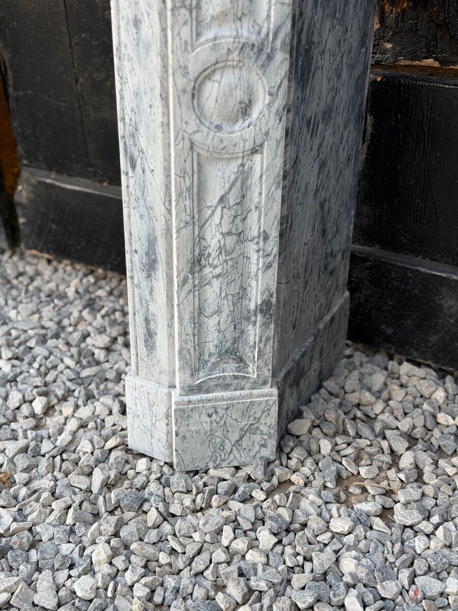 Pompadour model fireplace in blue Turquin marble from around 1880, one pair available.