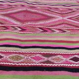 Handmade pink kilim rug in pure wool - 220x100cm