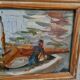 Old Painting Fisherman In Boat. 1st half 20th century