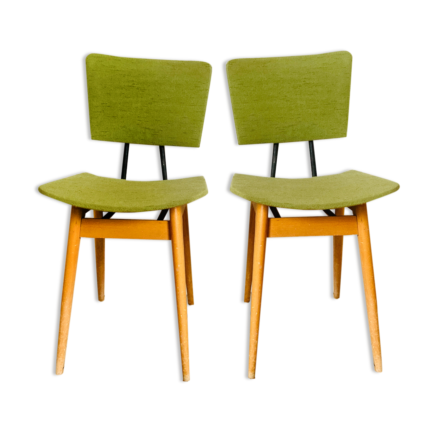 Green scandinavian wooden chairs 60/70