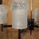 Space age chandelier with 6 lights in chrome and moulded glass by Hillebrand Lighting, 1960s.
