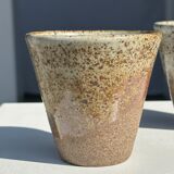 Set of 2 cups in Indonesian ceramic (brown & speckled glazed matte)