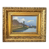 Oil on panel, Breton landscape signed, beautiful frame early 20th century.