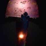 Marbled glass mushroom lamp