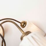 5-branched opaline brass chandelier 60's