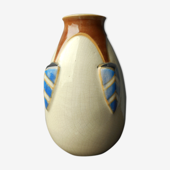 Vase Art Déco céramique craquelée belge