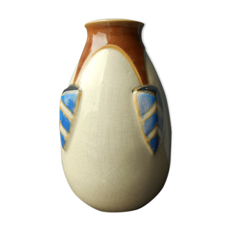 Belgian cracked Art Deco ceramic vase