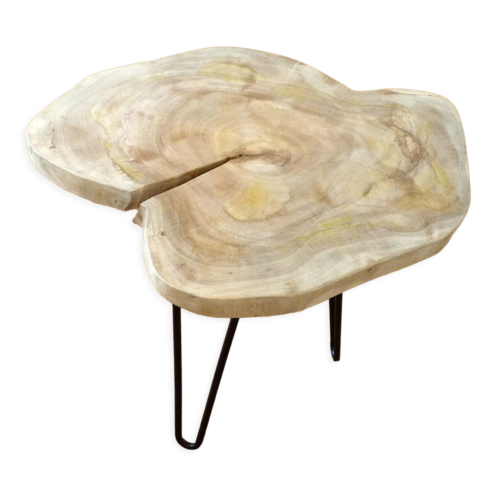 Coffee table in raw wood marbled appearance