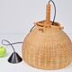 Scandinavian Wicker Rattan and Pine Pendant Lamp, 1960s