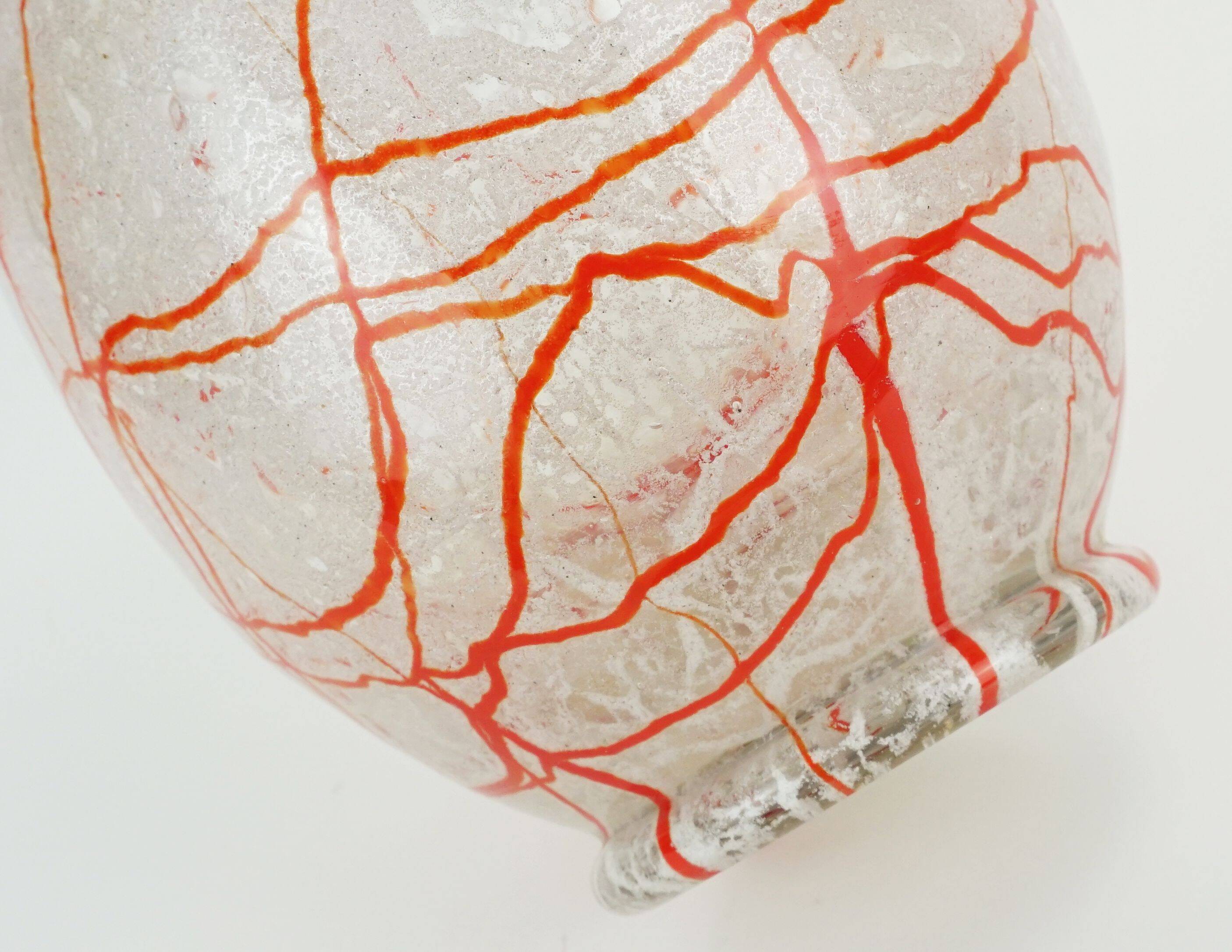 loetz klostermühle art deco glass VASE 1930s orange white and clear glass