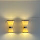 Pair of vintage wall lamps, brass and unbleached fabric, Italy 1980
