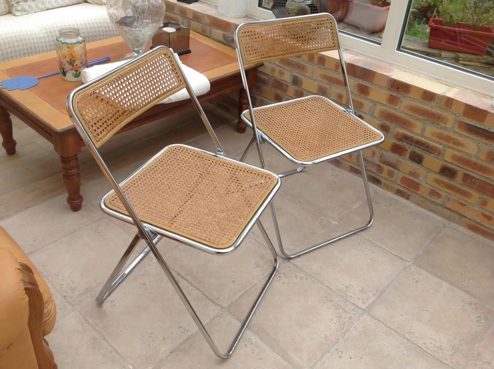 Pair of folding chairs made in Italy