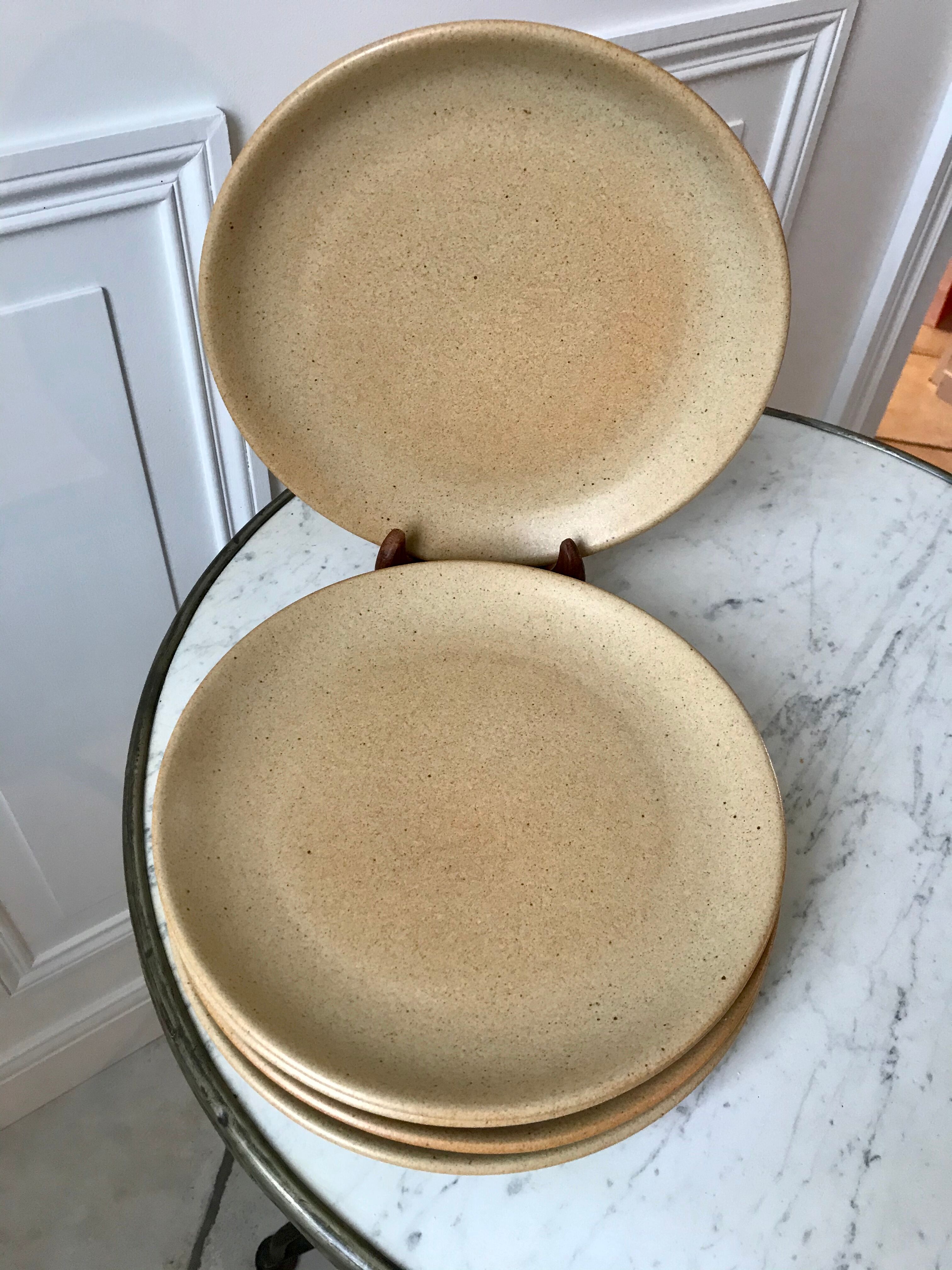 Set of 5 stoneware plates made in France 60s and 70s