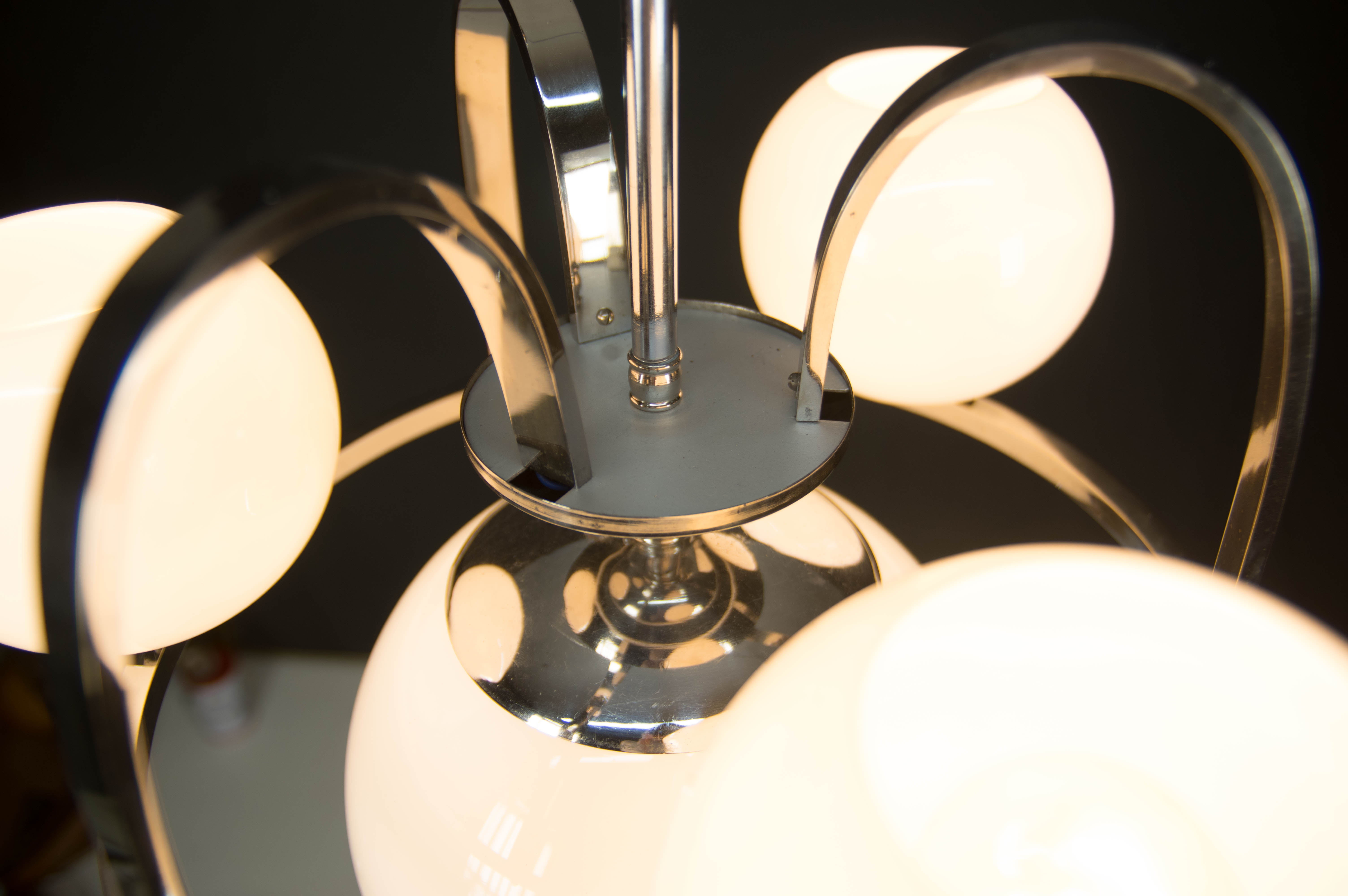 Bauhaus Chrome-plated Chandelier, 1930s