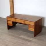 Curved Directors desk in walnut, Italy 1940s