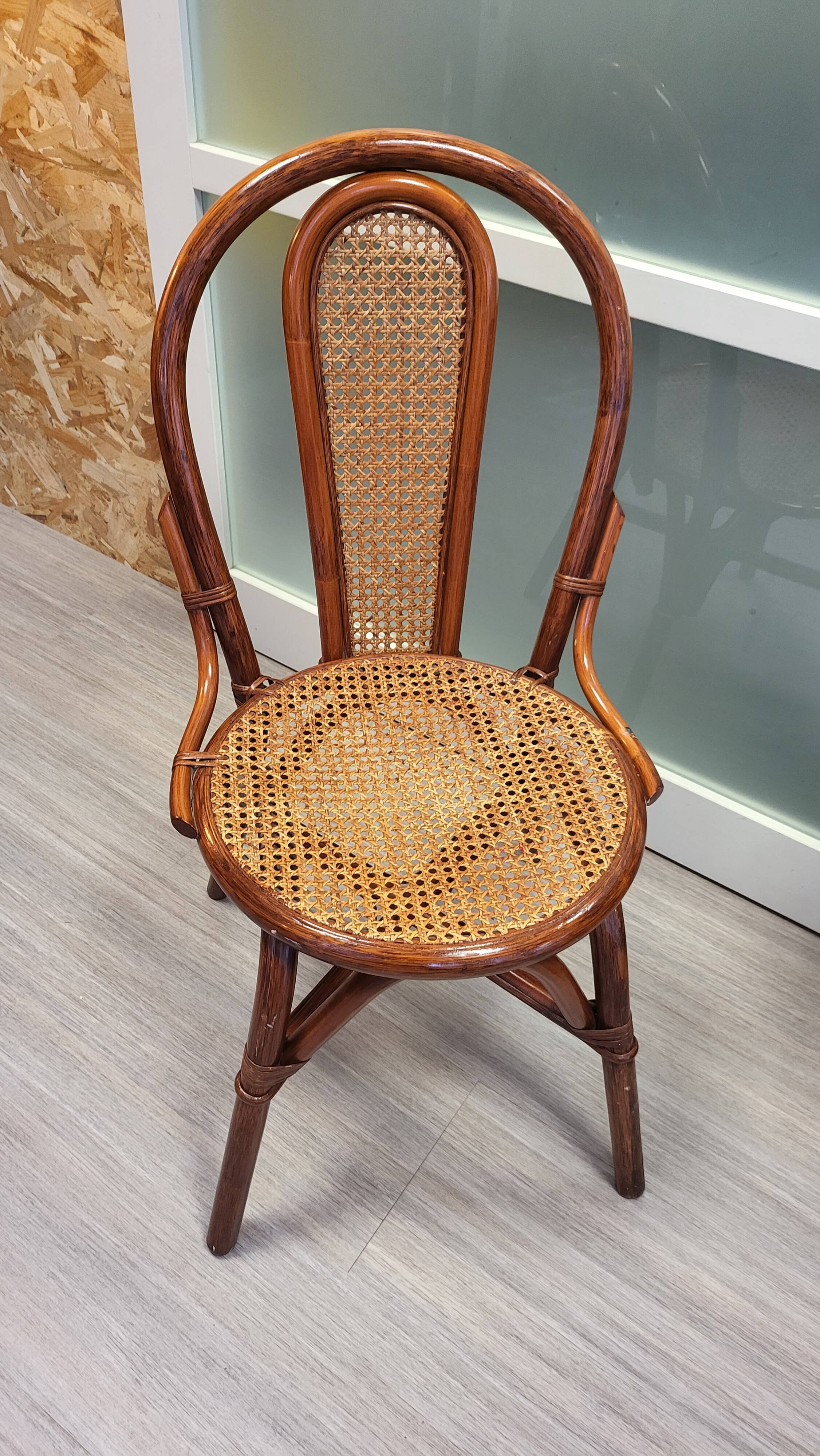 Vintage rattan and cane bistro chair