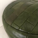 Vintage leather pouf patchwork 70s