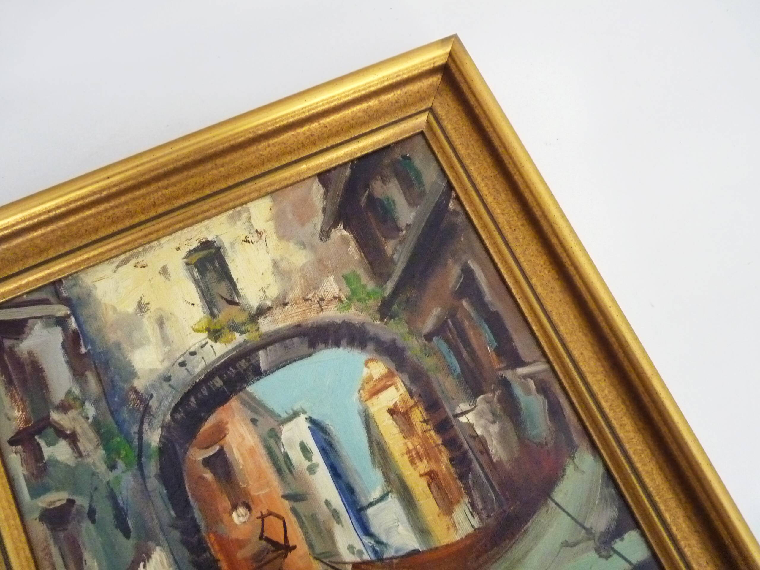 Huile sur carton scène de marché 47,5X37 cm - 18,70X14,56 ". Signée