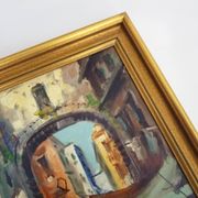 Oil on cardboard market scene 47.5X37 cm - 18.70X14.56 ". Signed