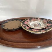 XXL wooden and brass platter, 72 cm