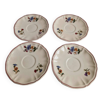 Set of 4 small Sarreguemines plates, Agreste model