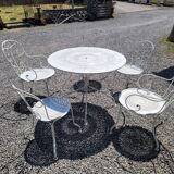 Old wrought iron garden furniture 3 armchairs + 2 chairs