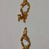 Pair of vintage brass wall lights with mirror