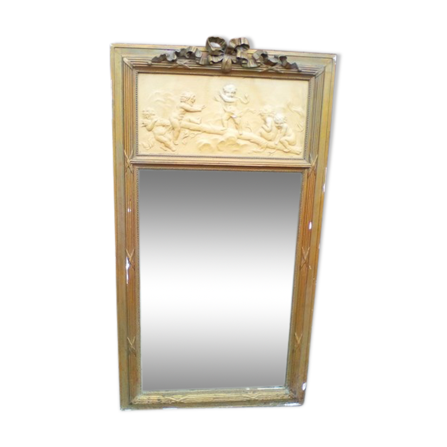 Mirror Louis XVI pier to the cherub XIXem - 140x76cm