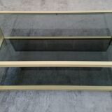 Table low brass and smoked glass 70s