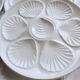 6 vintage white earthenware oyster plates