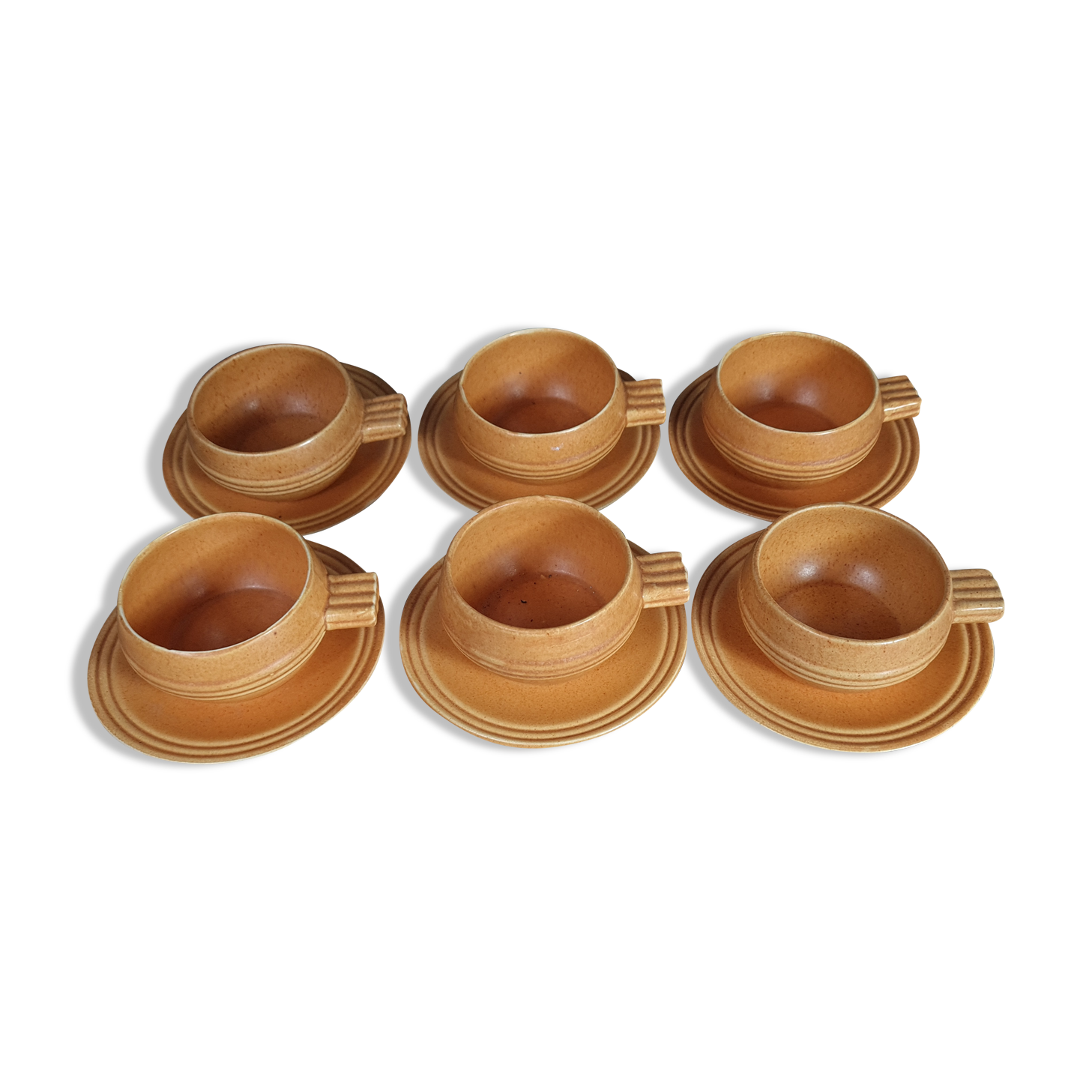 Set 6 cups of coffee or tea in earthenware Faïencerie nouvelle de Provence 60/70s