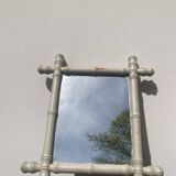 White bamboo wood mirror