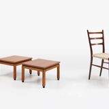 Set of 2 minimalistic MDK Belgium side tables in teak, ca. 1960