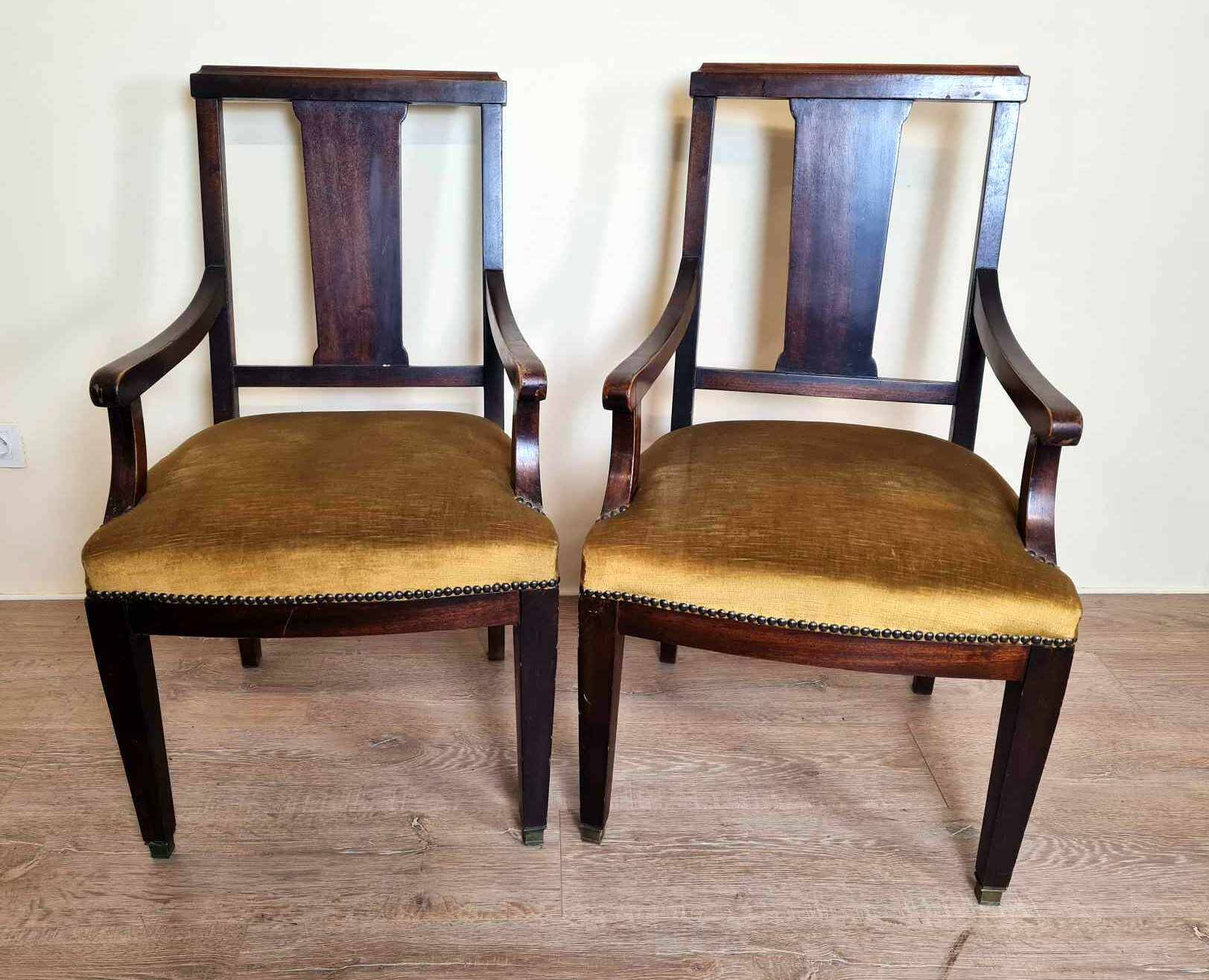 Pair of Louis XVI style mahogany office armchairs
