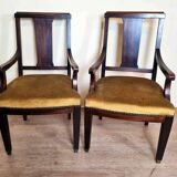 Pair of Louis XVI style mahogany office armchairs
