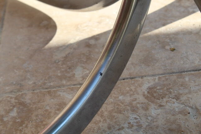 Oval glass and stainless steel table 70s