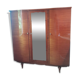 Large vintage wardrobe from the 50s/60s in wood with a mirror.
