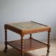Modern Danish service table with turned spool legs and coloured tiles, 1950s.