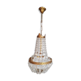 Lustre montgolfiere st Louis XVI bronze et pampilles ep 1940