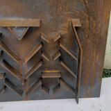 Cast iron fireplace plate fleur de lys art foundry never laid
