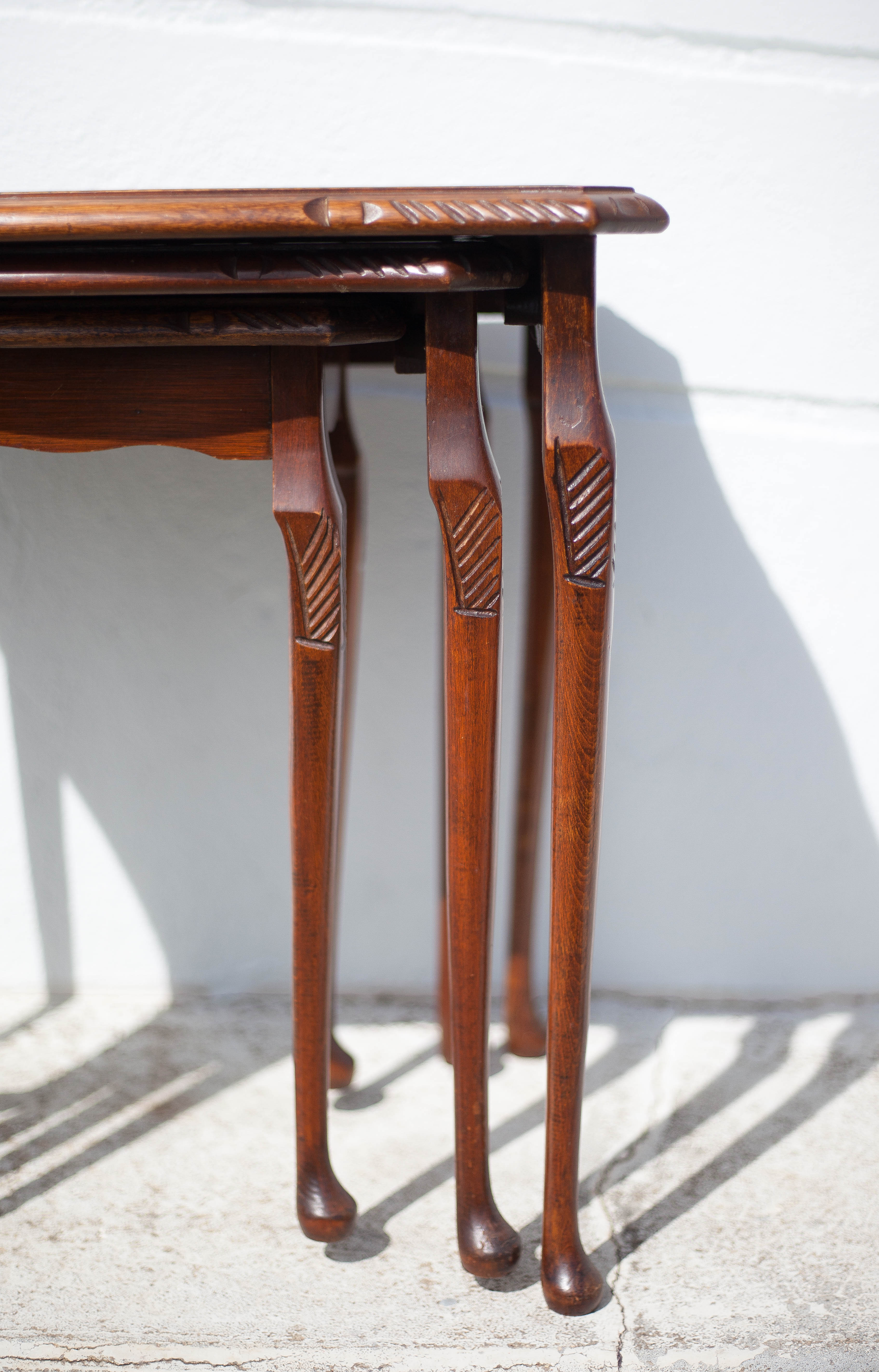Queen Anne wood style nesting tables