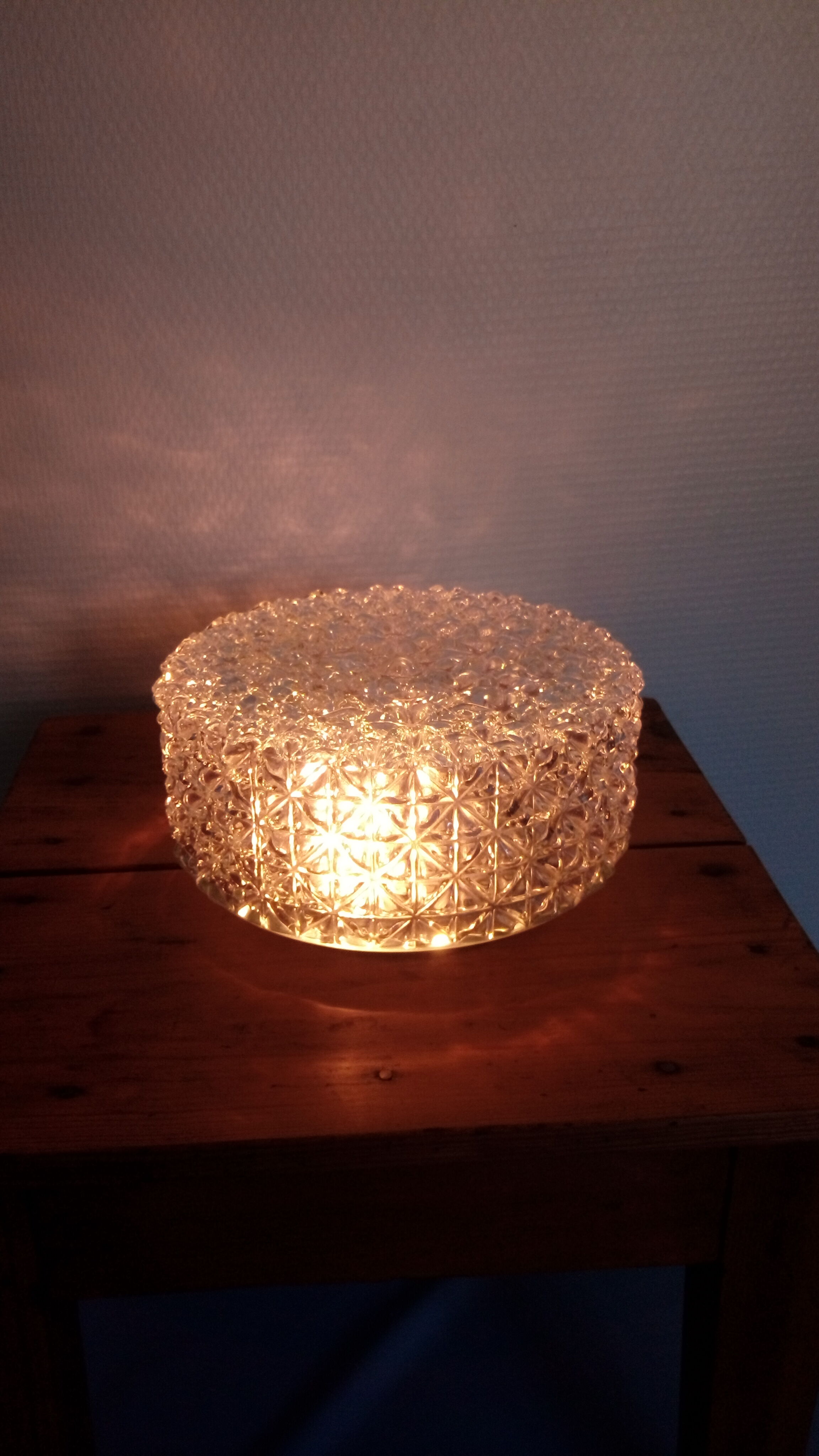 Ceiling / wall light round metal and glass - 50s