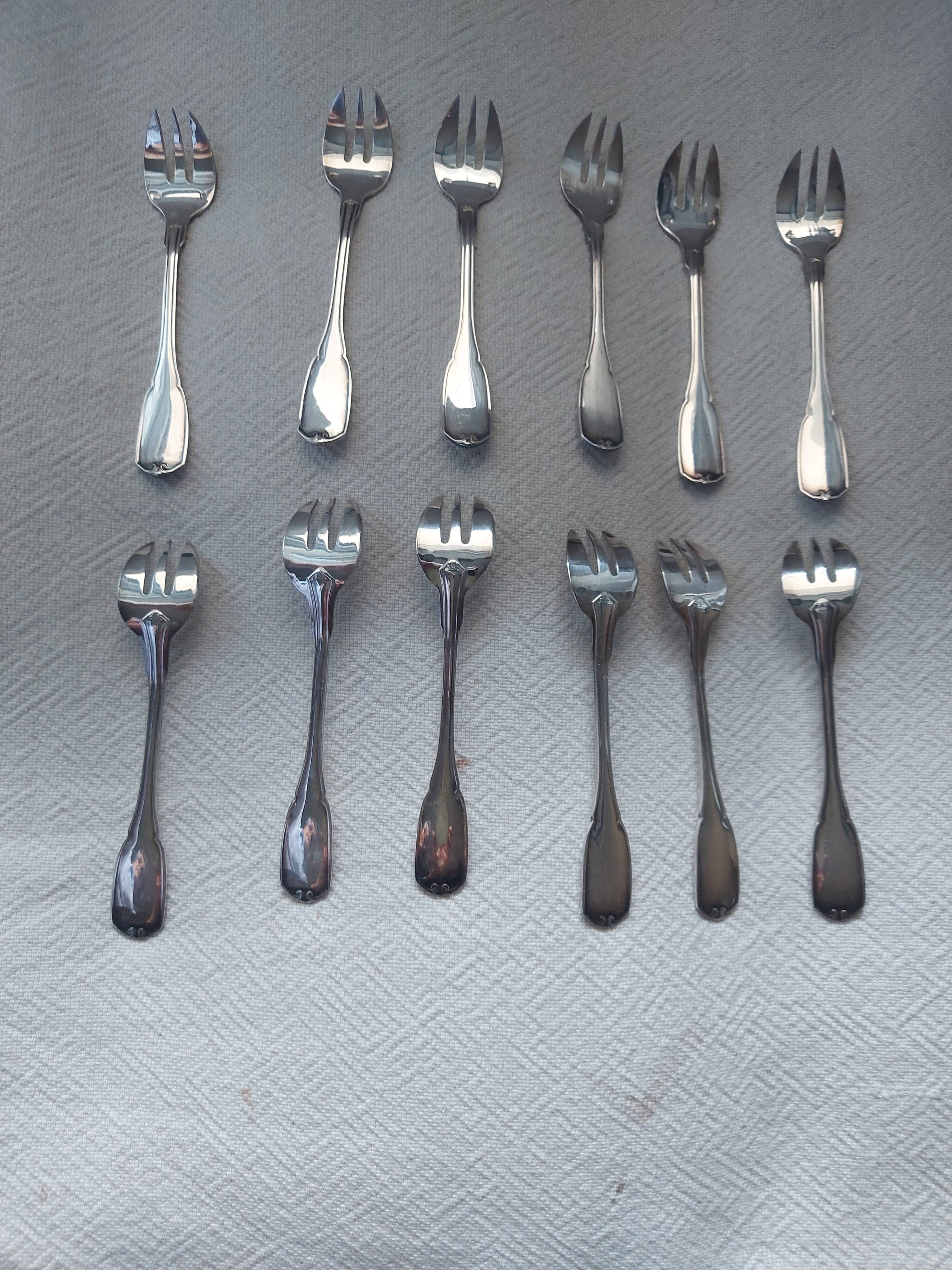 12 dessert forks in silver metal cailard bayard